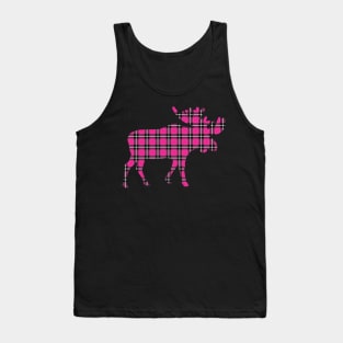 Pink Plaid Moose Tank Top